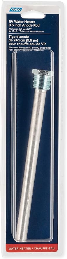 Camco Aluminum Anode Rod- 9.5 INCH (11563), Silver