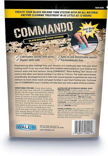 Walex Commando RV Black Holding Tank and Sensor Cleaner Drop-Ins 4-Pack (1 Year Supply)