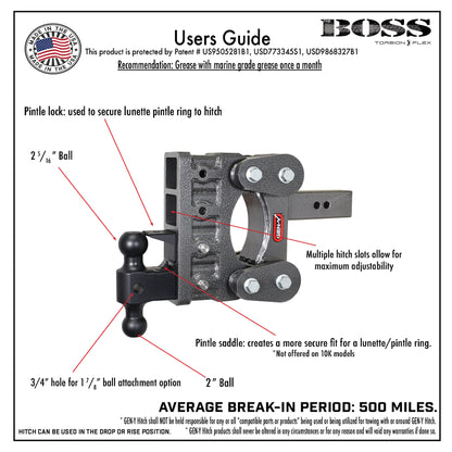 GEN-Y THE BOSS (TORSION-FLEX) 16K DROP HITCH (2″ OR 2.5″ SHANK)