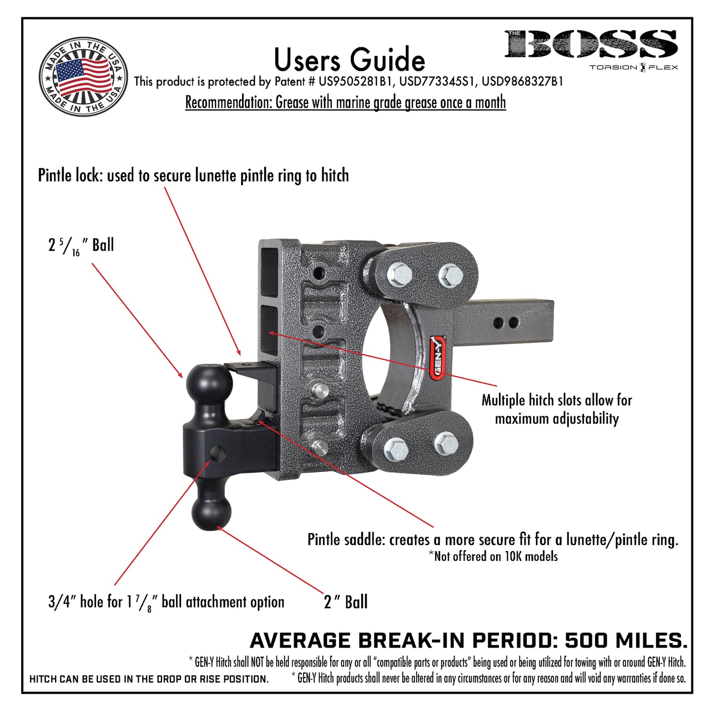 THE BOSS (TORSION-FLEX) 16K DROP HITCH (2″ OR 2.5″ SHANK)