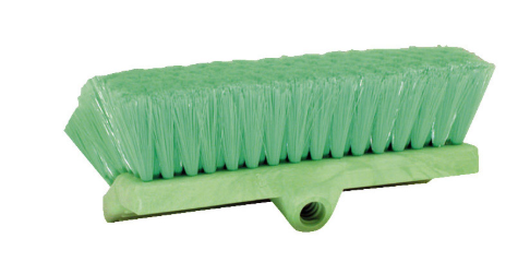 Car Wash Brush; 10 Inch Brush Width With Threaded Hole; Without Handle; Green/ Very Soft Polyester Fiber; Dual Cleaning Surface