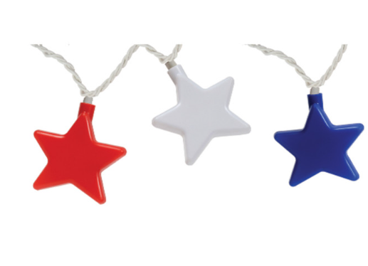 LIGHTS - PARTY LIGHTS - PATRIOTIC STARS - 10 PK