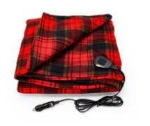 BLANKET - 12V HEATED - RED / BLACK PLAID - 59" X 43"