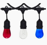 LIGHTS - GLOBE - 6" PATRIOTIC - BLACK WIRE