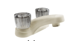 LAVATORY FAUCET - BISQUE W/ SMOKED ACRYLIC HANDLES